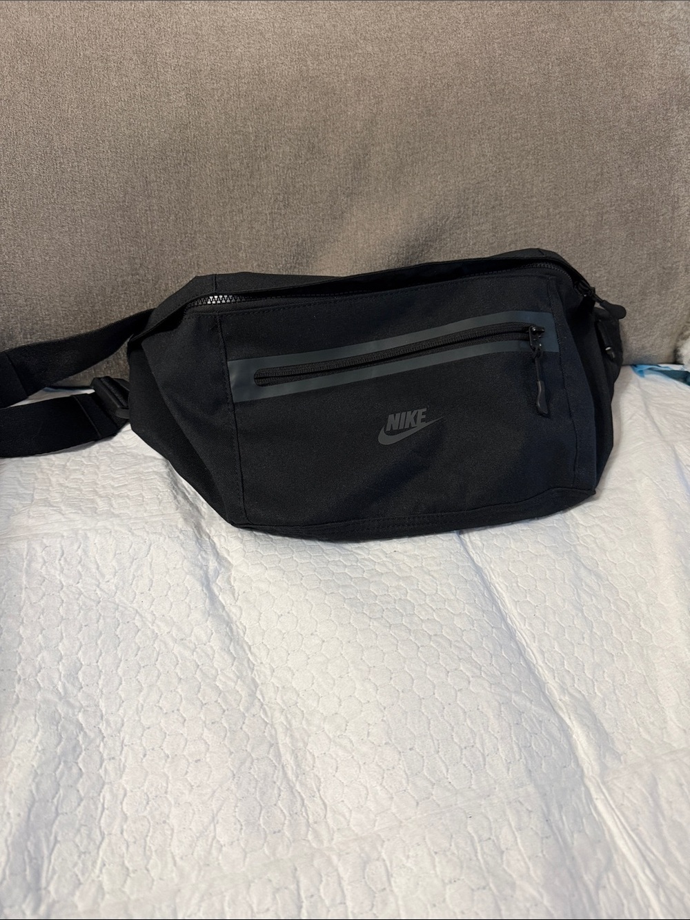 Nike Black Waist Pack with Front Zip Pocket